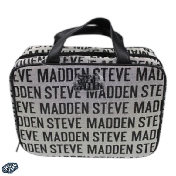 Steve Madden Black Logo Weekender Cosmetic/Jewelry Travel Vacation Tote Bag |NEW - Picture 1 of 8